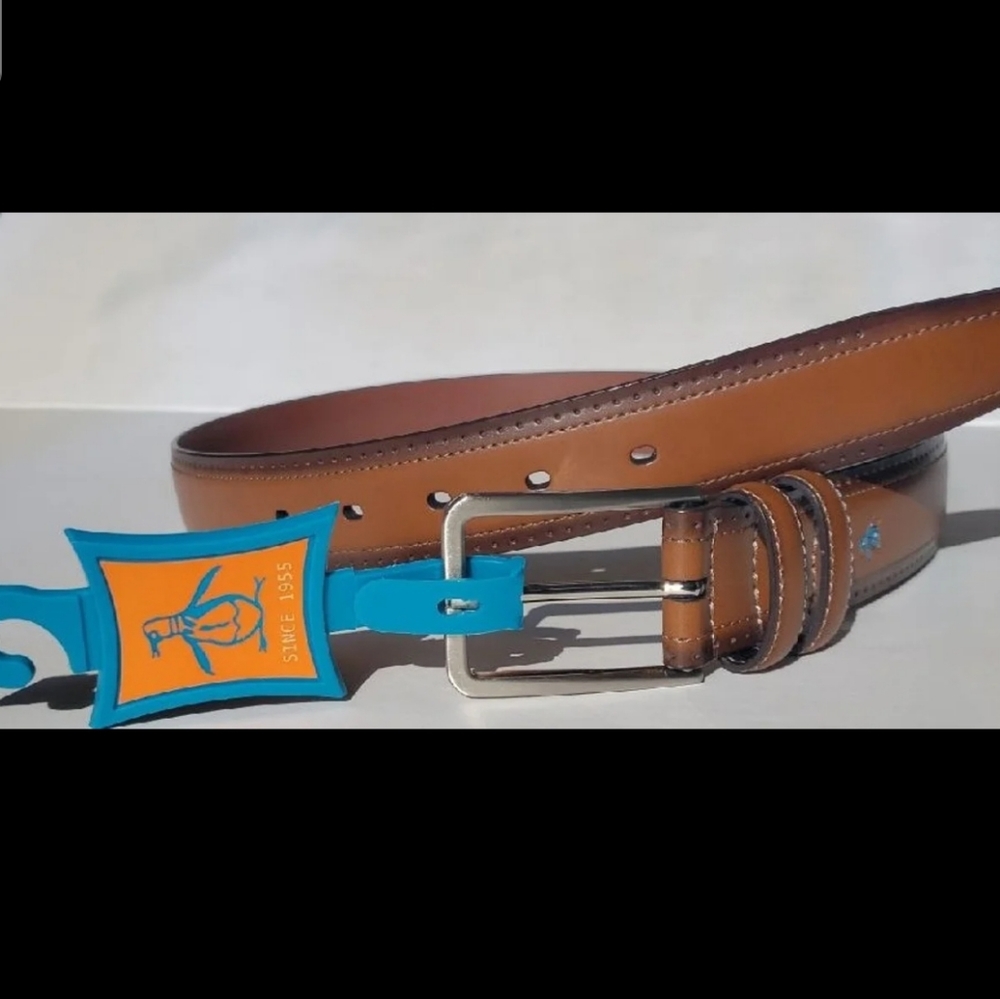 NEW Penguin Genuine Tan Leather Belt Mens Sz: 30